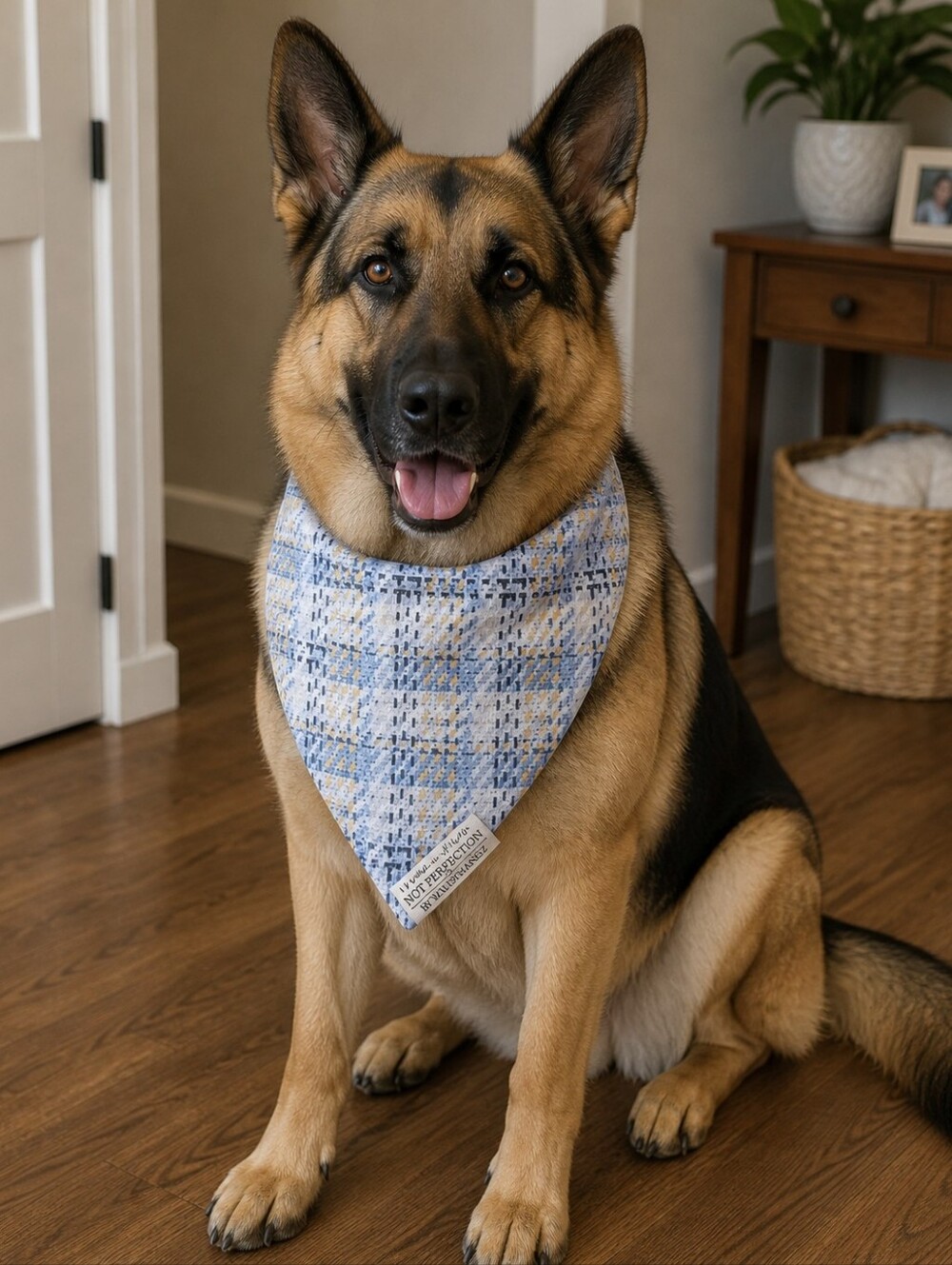 Blue and Yellow Plaid Cotton Bandana